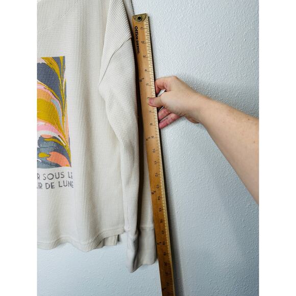 Saturday/Sunday Cream Catrina Thermal Long Sleeve Waffle Top XS - Picture 14 of 14